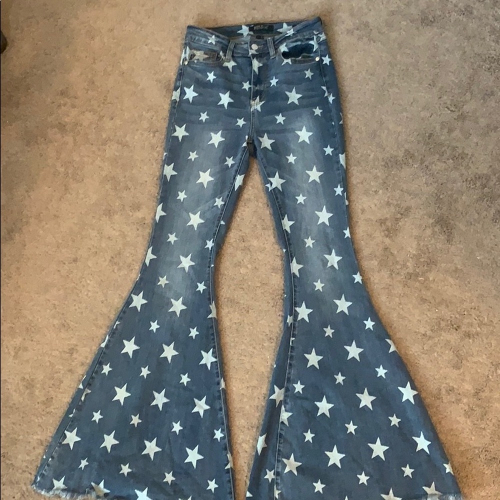 Star Print Bell Bottoms